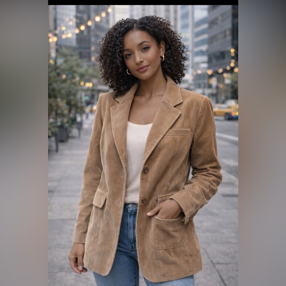 Rafaella Jackets & Blazers - Rafaella Corduroy Tan Pockets Two Button Front Women's Jacket Size 16